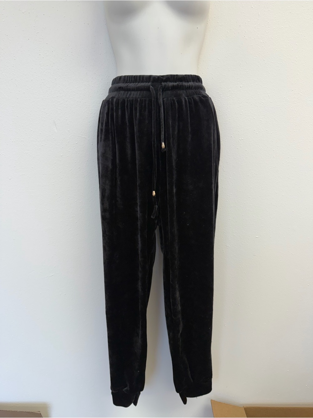 Always Black Velvet Drawstring Jogger Pants